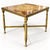 Symmetrical neoclassical design with decorative rosette frieze, square corner elements, conical/faceted legs and X-shaped...