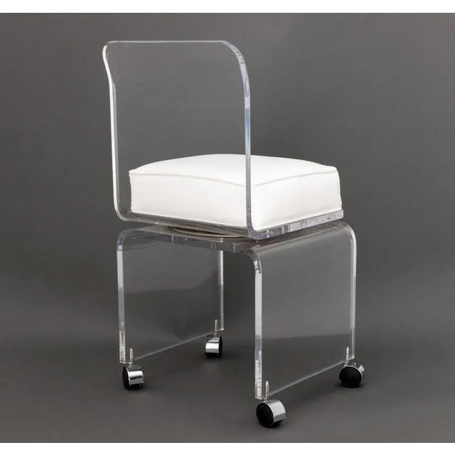 Modern Lucite Swivel Vanity Chair For Sale In New York - Image 6 of 6