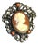 Antique Silver Tone & Coral Cameo Brooch For Sale