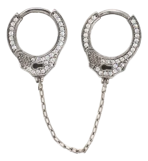 Sterling Silver & Diamond Handcuff Design Earrings