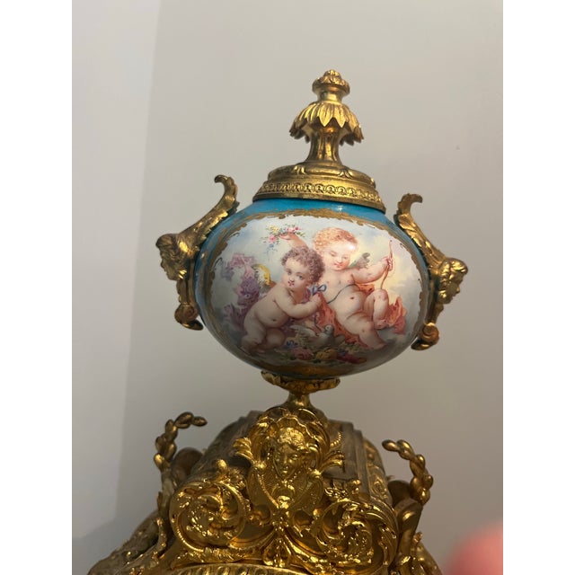 French Antique Sevres Clock For Sale - Image 3 of 12