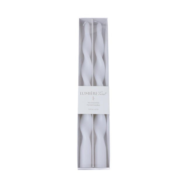 Elevate your table with the sculptural elegance of the Lumière Twist Formal Taper Candles. Expertly crafted from unscented...