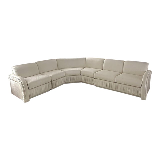 Vintage Post Modern Fully Upholstered Modular Sectional Sofa For Sale