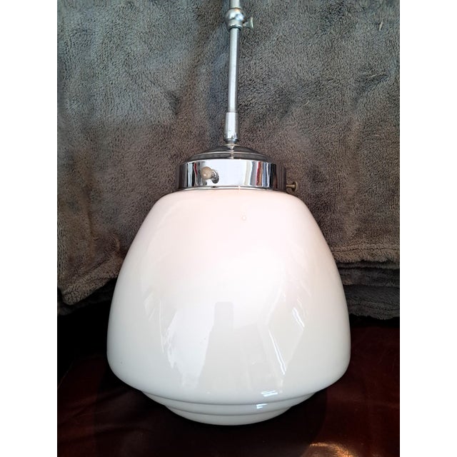 Art Deco Opaline Pendant Light, 1930s For Sale - Image 3 of 11