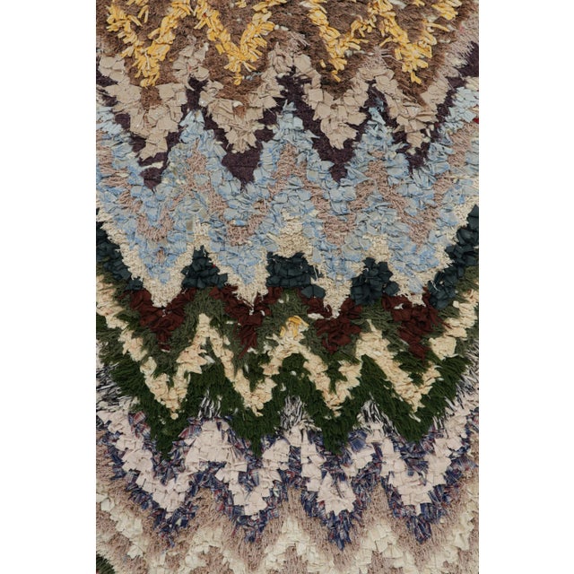 Moroccan Vintage Moroccan Runner Rag Rug With Multicolor Chevron Patterns - Rug & Kilim For Sale - Image 3 of 7