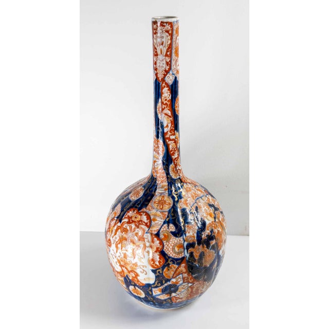 Japanese 19th Century Japanese Blue and Red Imari Bottle Vase For Sale - Image 3 of 15