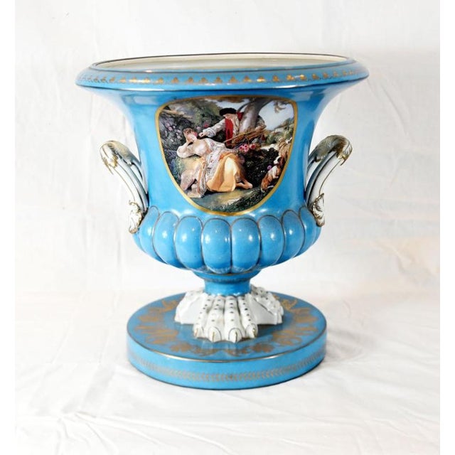 2000 - 2009 Sevres Style Porcelain Urns Vases, Set of 2 For Sale - Image 5 of 8