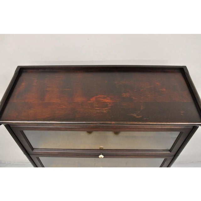 Wood Early 1900s Antique American Empire Style Mahogany 4 Section Stacking Barrister Bookcase For Sale - Image 7 of 12