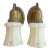 Pair of White Cased Glass Painted Shades on Brass Wall Sconces, Circa 1920 For Sale