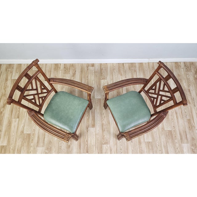 1970s Vintage Rattan Chinese Chippendale Chairs - Set of 6 For Sale - Image 10 of 12