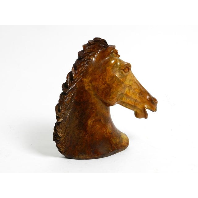 Mid-Century Modern Large Horse Head Sculpture in Brown Soapstone, 1960s For Sale - Image 3 of 18