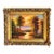 Ornate Landscape Painting – Golden Sunset Over a Lake With Sculpted Gold Leaf Frame For Sale
