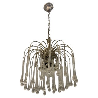 Murano Glass Drop Waterfall Chandelier, 1960s For Sale