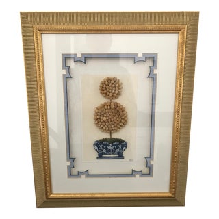 Framed Botanical Topiary Textile Art For Sale