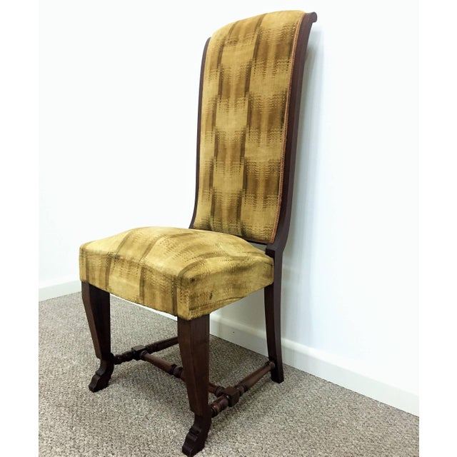 Six French Deco Dark Walnut Refinished Tall Back Dining Chairs For Sale - Image 4 of 11