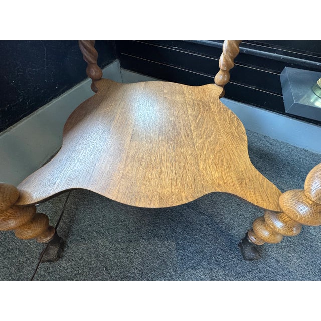 Antique Barley Twist Leg, Quarter Sawn Oak Entry or Parlor Table For Sale In San Francisco - Image 6 of 12