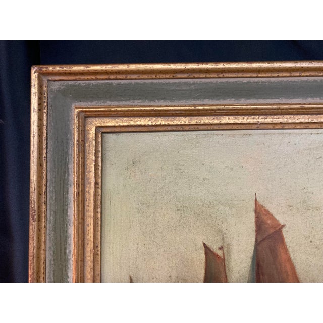 F. Peyre, Seascape at Sunset, 1920s, Oil on Canvas For Sale - Image 6 of 14