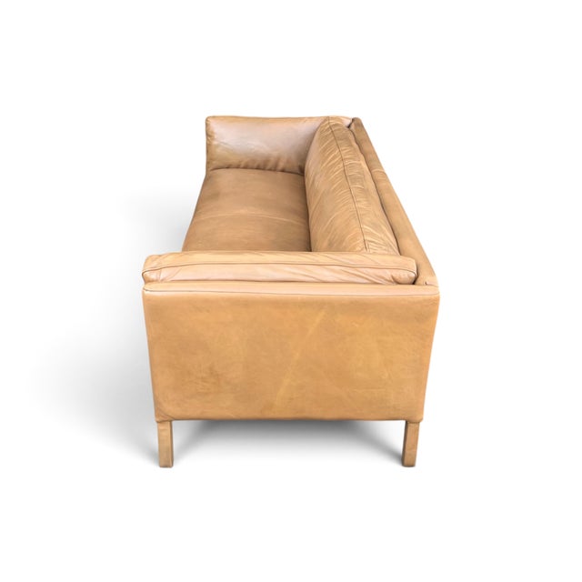 Restoration Hardware Sorensen Sofa in Caramel Tan Leather Wit Beautiful Patina For Sale In Los Angeles - Image 6 of 12