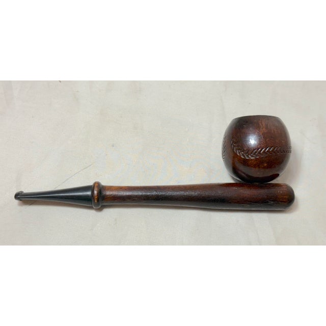 Rare Antique 1920's New York Yankees Baseball Bat Hand Carved Wood Smoking Pipe For Sale - Image 4 of 12