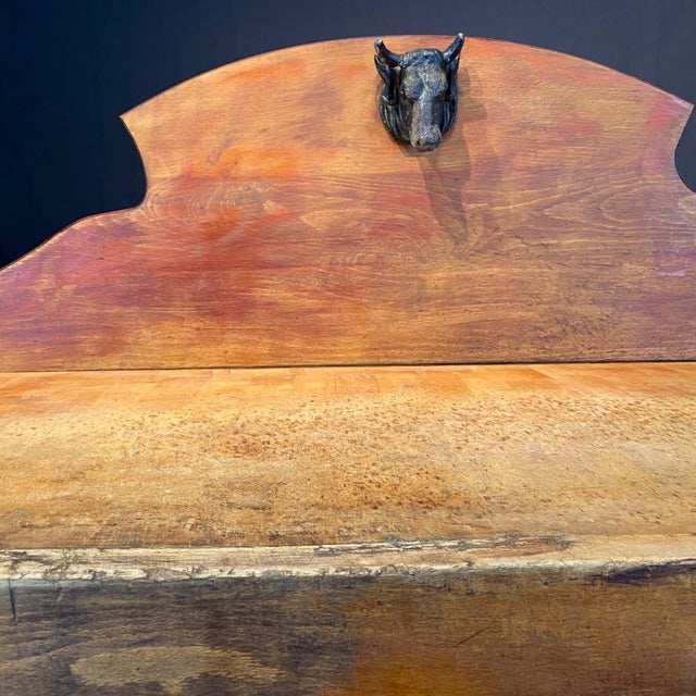 French Butcher’s Block Table With Bull’s Head Mount -Kitchen Island or Sideboard For Sale In Portland, ME - Image 6 of 14