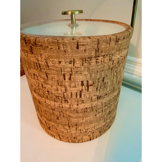 Vintage Kraftware Cork Ice Bucket With Lucite Lid & Brass Handle | Mid-Century Barware Made in Usa For Sale In Charleston - Image 6 of 8
