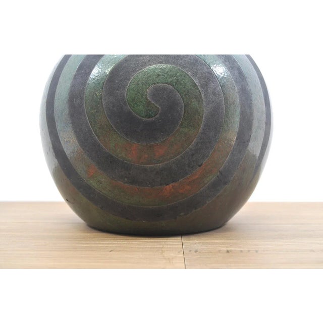 Ceramic Mid-Century Modern Japanese Raku Ceramic Vessel With Lid For Sale - Image 7 of 12