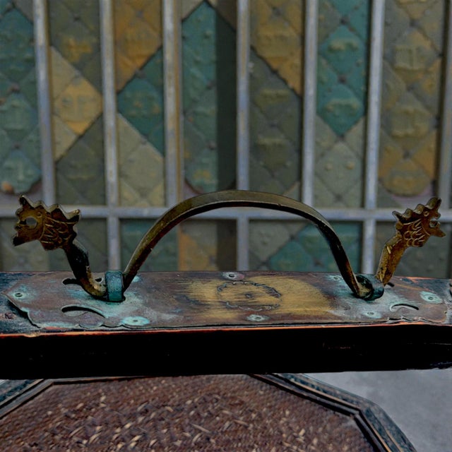 1950's 3 Tiered Octagonal Brass Handled Chinese Wedding Basket For Sale - Image 14 of 18