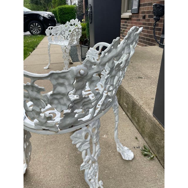 2 Vintage Victorian-Style Cast Iron Grapevine Leaf Garden Patio Chairs For Sale In Chicago - Image 6 of 11