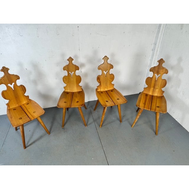 Beautiful Mid-Century Tiroler Hand Crafted Massive Wood Brutalist Dining chairs. Made in the 1960s