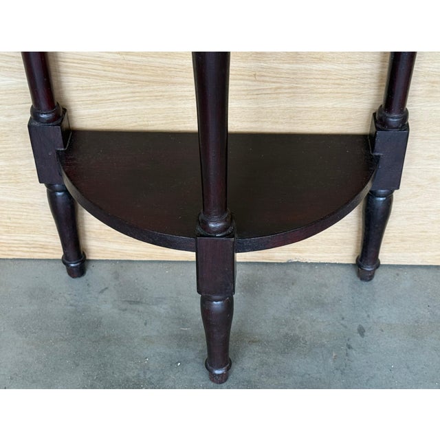 20th Pair of Dark Wood Narrow Demilune Convertible Nightstands with Low Shelve Set of auxiliar tables convertible in round...