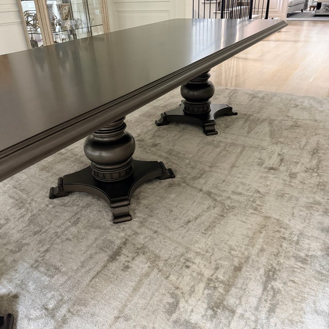Bronze Exceptionally Long Three Pedestal Dining Table For Sale - Image 8 of 18