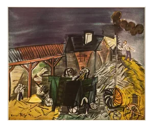 1954 After Raoul Dufy, "Threshning" First Edition Cottage Style Lithograph