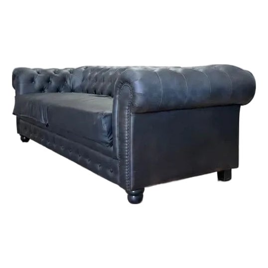 Loom Studio Edition Charcoal Tufted Chesterfield Sofa With Rolled Arms For Sale