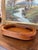 1970s Vintage Mid-Century Modern Oval Wood Tray With Laminated Joinery and Raised Base. For Sale - Image 5 of 10