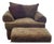 Vintage Thomasville Traditional English Skirted Pillowback Oversized Chair and Ottoman in Earth Tones For Sale
