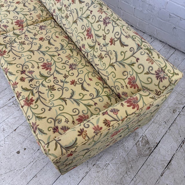 Light Yellow Edward Wormley for Dunbar Bracket Back Sofa For Sale - Image 8 of 12