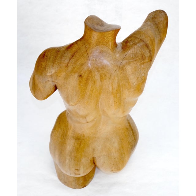 Arts & Crafts Very Fine Carved Oiled Mango Wood Sculpture of a Nude Female Bust MINT For Sale - Image 3 of 11