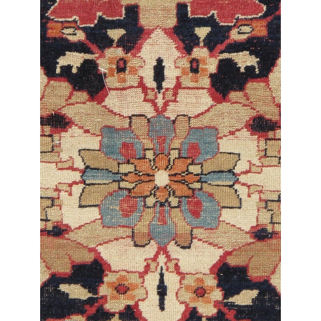 Textile Antique Persian Lavar Kerman Oriental Carpet, Handmade, White, Navy, Jewel Tone For Sale - Image 7 of 12