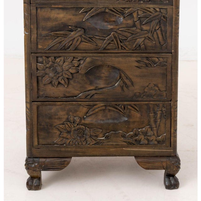 Chinese Chinese Bird & Bamboo Motif Chest of Drawers For Sale - Image 3 of 9