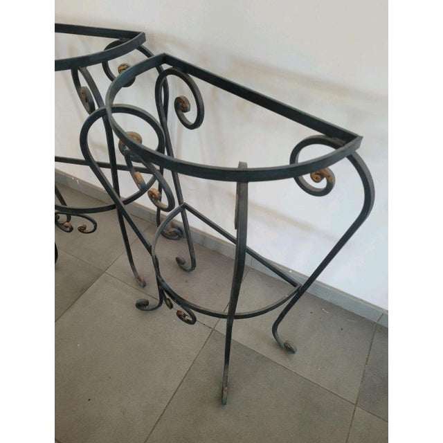 1950s Vintage Console Tables in Wrought Iron, 1950s, Set of 2 For Sale - Image 5 of 8