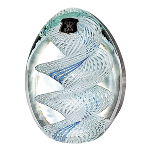 1970s Blown Glass Egg Paperweight E&r Italy