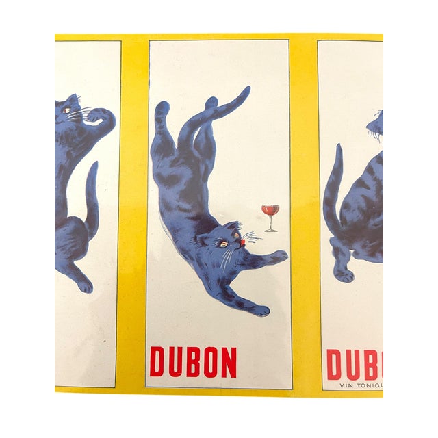 Paper French Dubonnet Advertising Poster Print With Blue Cat Design, 1937 D'Ornellas. For Sale - Image 7 of 11