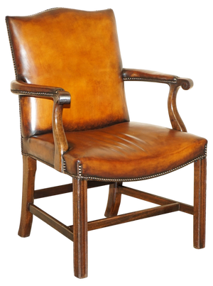 Vintage Gainsborough Hand Dyed Whisky Brown Leather Office Desk Chair, 1950s