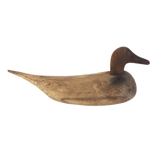 Early 20th Century Antique Rustic Primitive Farmhouse Carved Duck Decoy For Sale - Image 5 of 6
