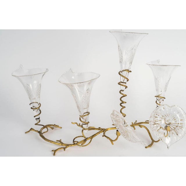 Napoleon III Brass and Crystal Centerpiece, 19th Century For Sale - Image 5 of 6