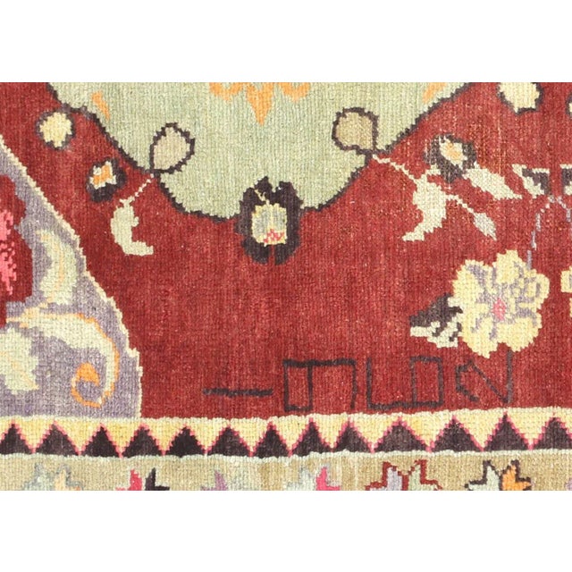 1960s Turkish Oushak Rug. Handwoven with wool on wool foundation in the Oushak region of Western Turkey. The Anatolian...