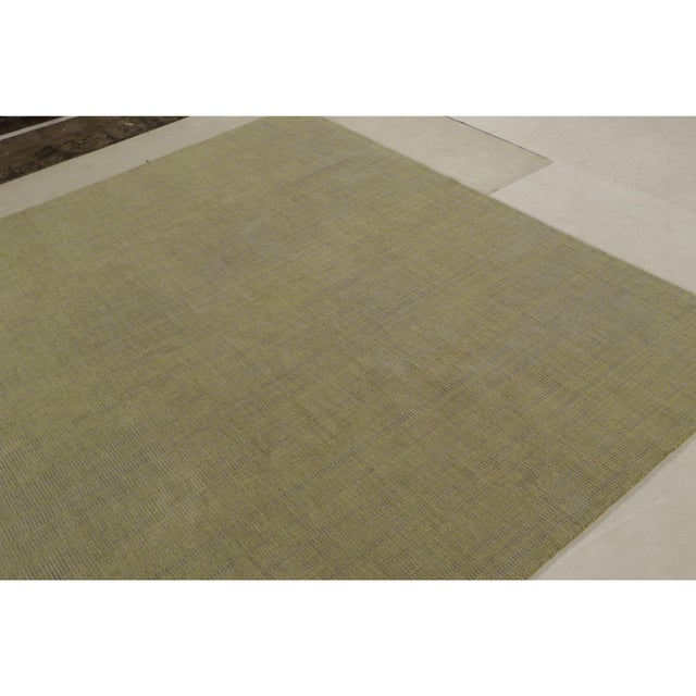 Rug & Kilim Rug & Kilim’s Contemporary Rug in Chartreuse Green With Subtle Stripes For Sale - Image 4 of 7