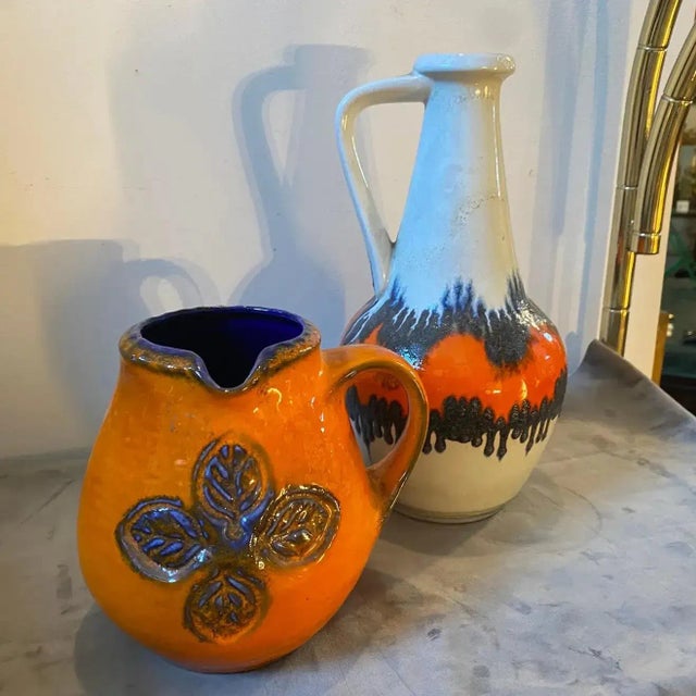 Mid-Century Modern Two 1970s Mid-Century Modern Fat Lava Ceramic German Jugs For Sale - Image 3 of 11