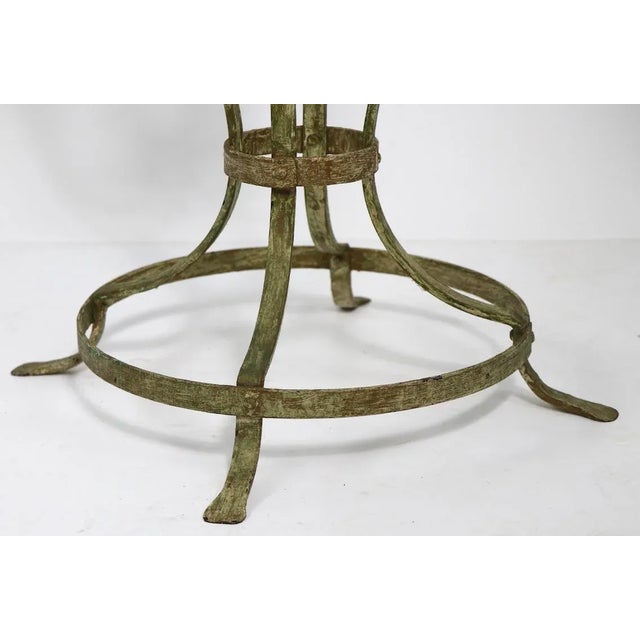 Antique White Wrought Iron Plant Stand Pedestal After Salterini For Sale - Image 8 of 9