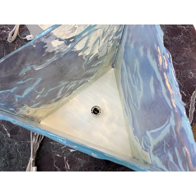 Metal 1970s Opalescent Murano Glass Lamps - a Pair For Sale - Image 7 of 12